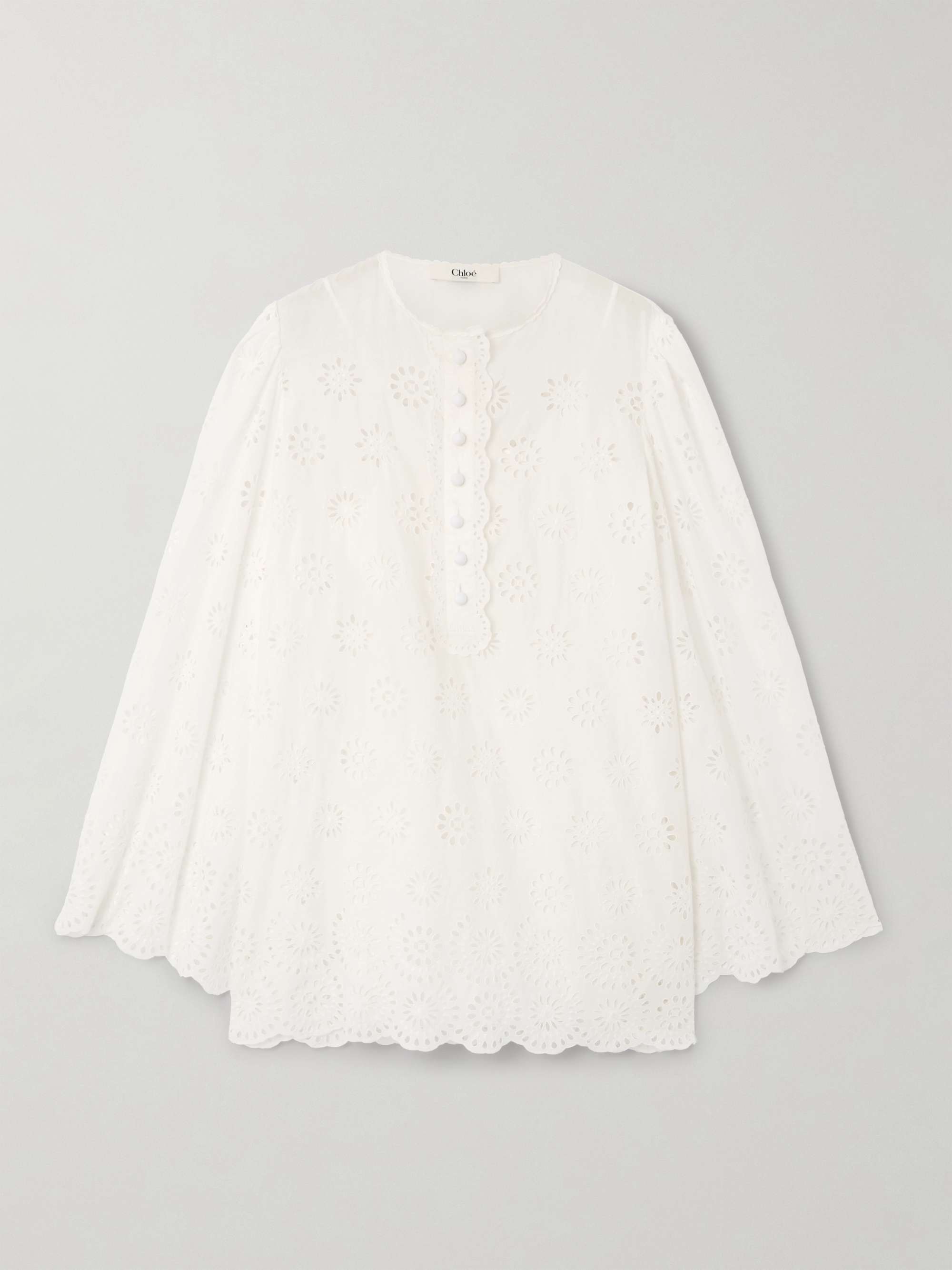 Scalloped Broderie Anglaise Cotton-Blend Mini Dress