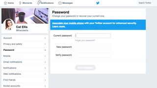 Changing Twitter password