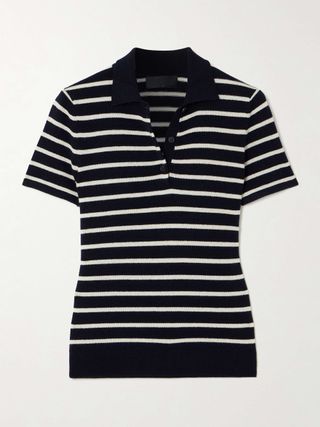 Leanna Striped Cashmere Polo Sweater