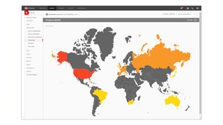 A screenshot of the WatchGuard Firebox M290's threat map