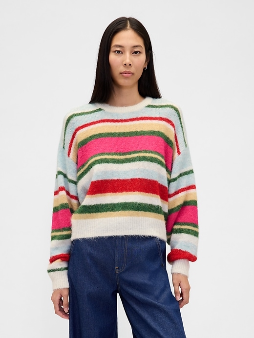 Fuzzy Oversized Crewneck Sweater