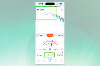 A screenshot from the Decibel X app showing a +100 dB reading