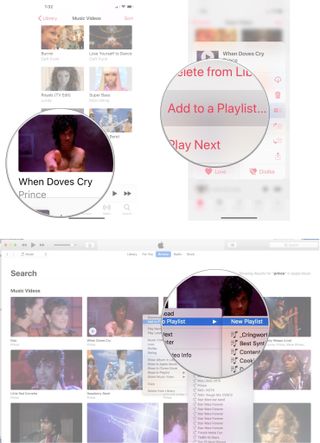 Create video playlist on Apple Music: Control-click, Force or long press on the video, then select Add to Playlist