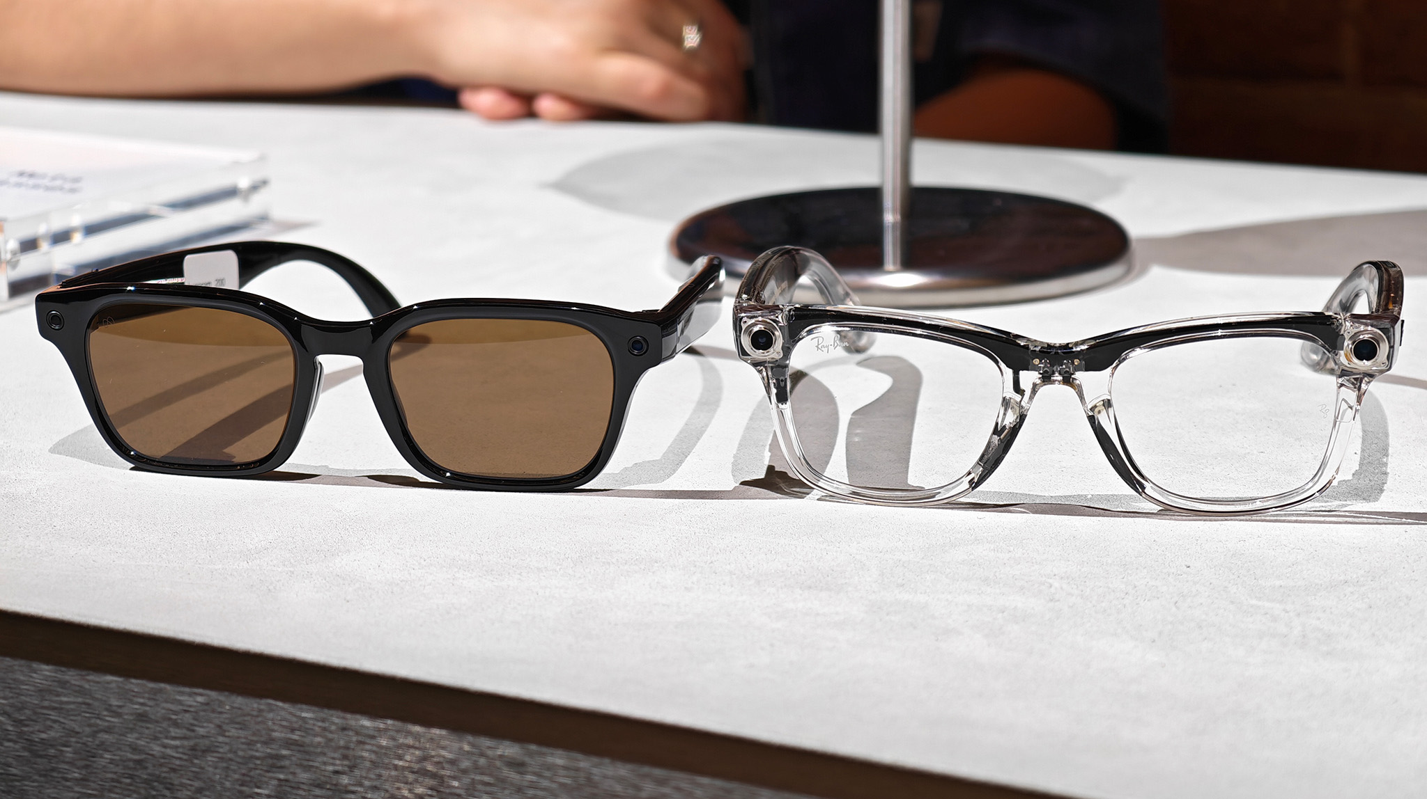 Comparing Ray-Ban Meta (transparent) with Meta Adventurer smart glasses