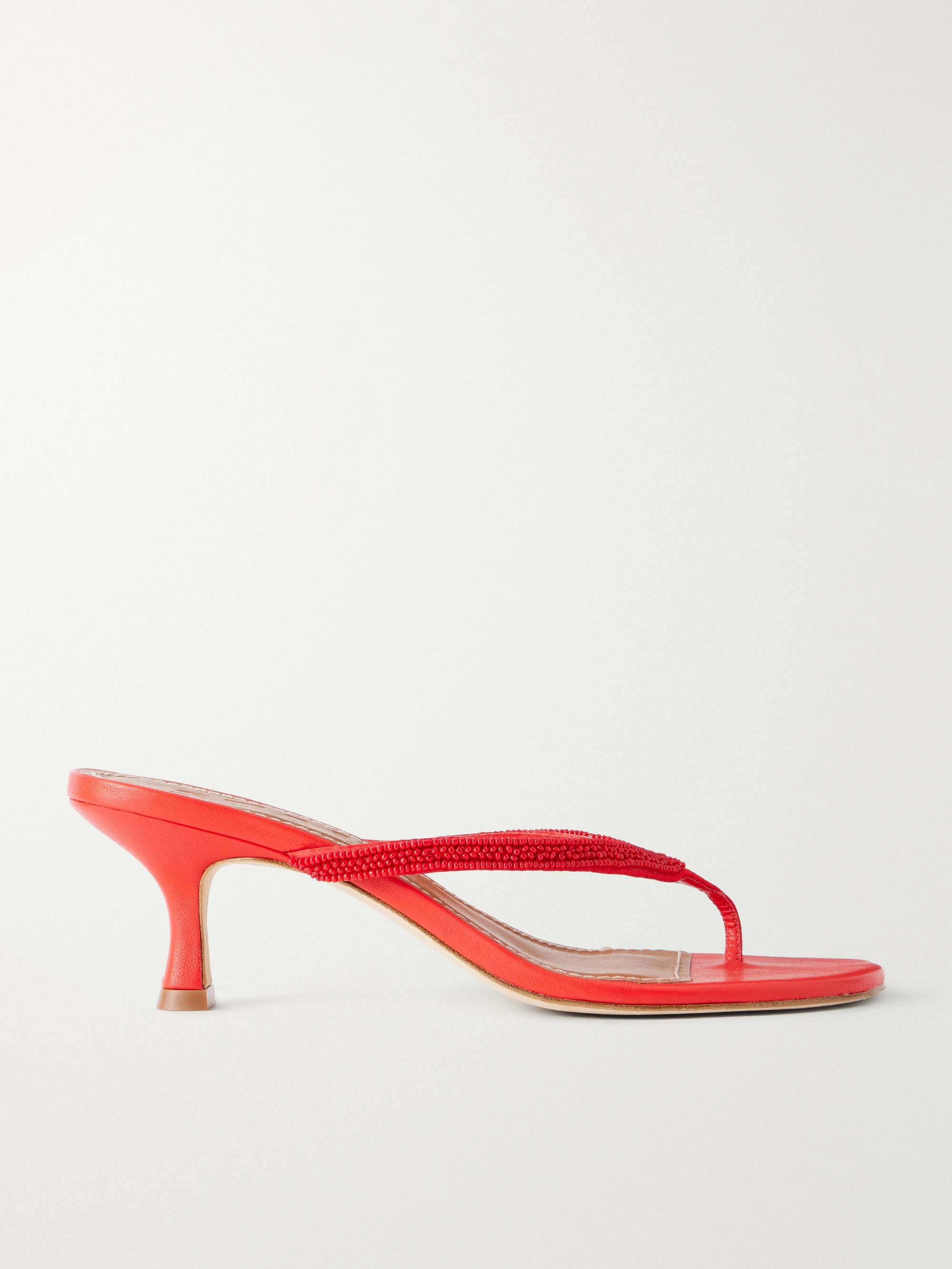 Freja Embellished Leather Thong Sandals