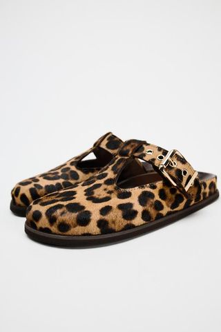 Animal Print Leather Clogs