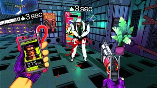 In-game screenshot of a player killing an enemy in Mullet Madjack