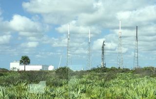 SpaceX's damaged launchpad at Space Launch Complex-40.