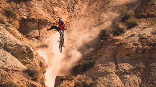 Jaxson Riddle performing a trick at Red Bull Rampage