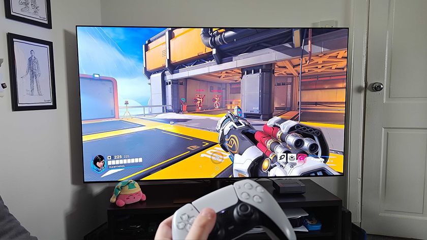 LG OLED G4 with Overwatch 2 practice gameplay on screen