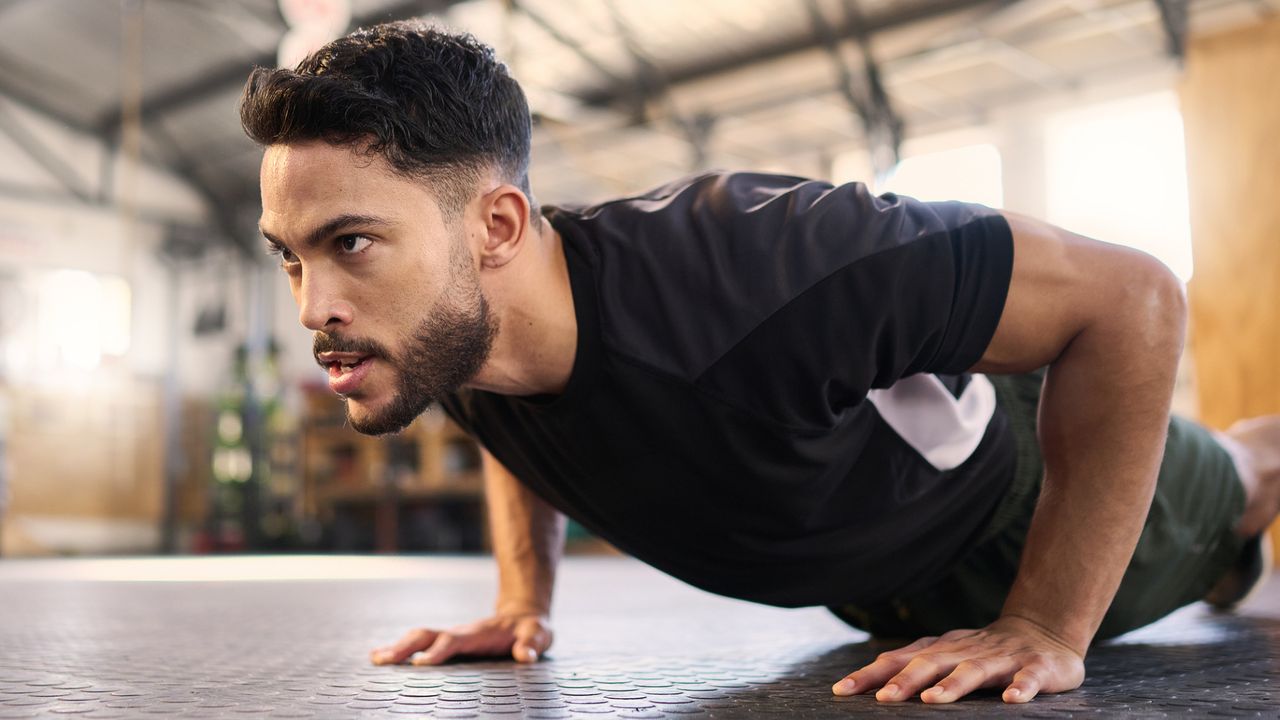 A man performing a push-up