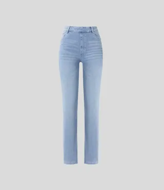 Halara Flex™ High Waisted Multiple Pockets Straight Leg Cool Touch Washed Stretchy Knit Casual Jeans