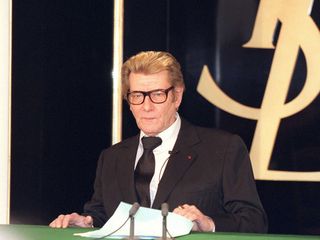 Yves Saint Laurent announcing his retirement from fashion