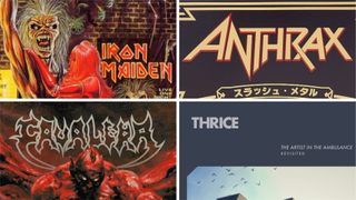 Iron Maiden, Anthrax, Cavalera and Thrice logos