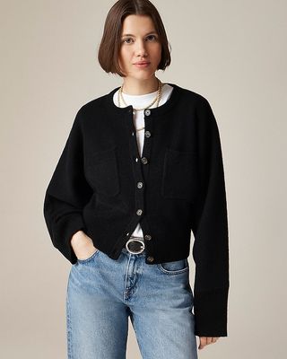 Spring Street Cashmere-Blend Patch-Pocket Cardigan