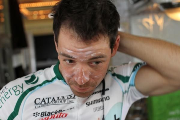 Frank Parisien prepares for sunny 195km day in the saddle. Parisien sits 17th on GC, Team SpiderTech&rsquo;s highest-placed rider.
