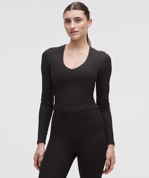 All It Takes Ribbed Nulu V-Neck Long-Sleeve Shirt