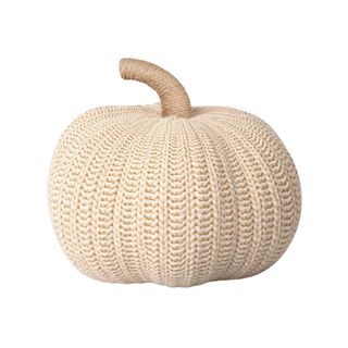 Cream-colored knitted pumpkin