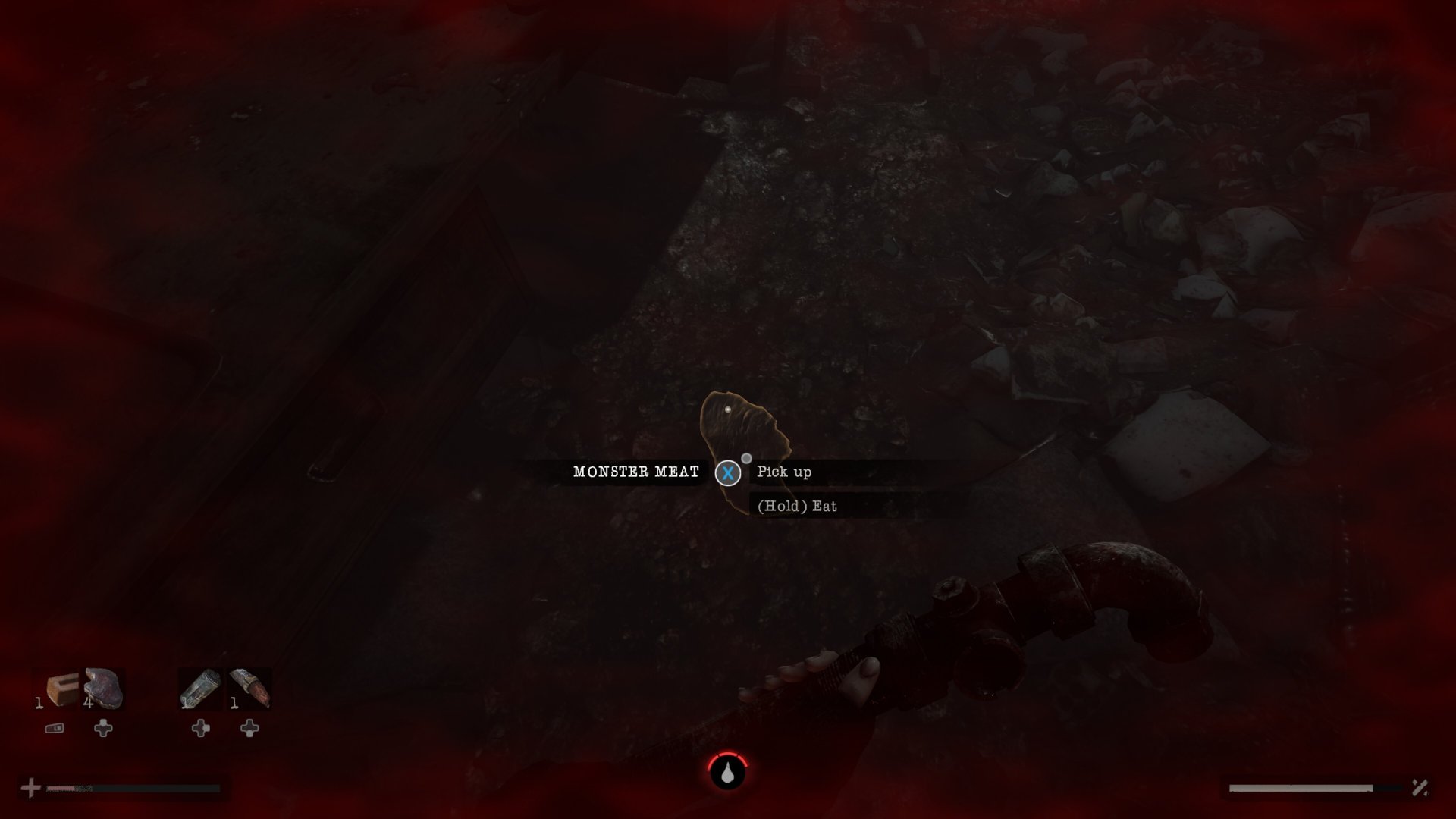 Total Chaos screenshot showing monster meat on the ground