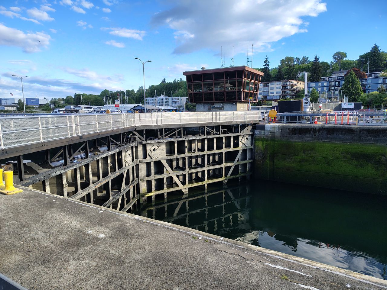 A lock on a water canal