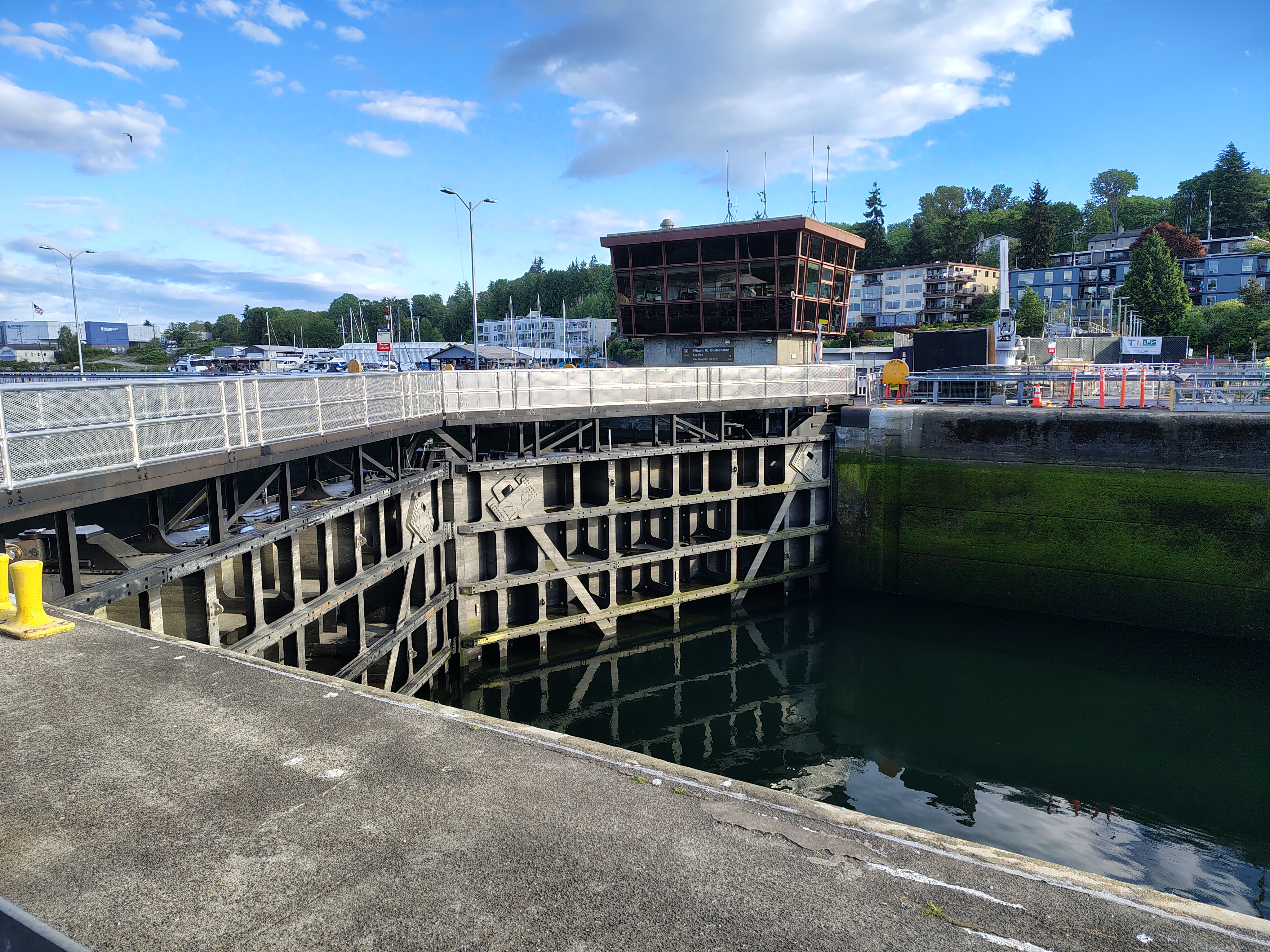A lock on a water canal