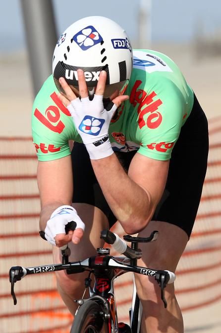 Arnaud Demare (FDJ) in the points jersey, doesn't even want to see how much time he's losing