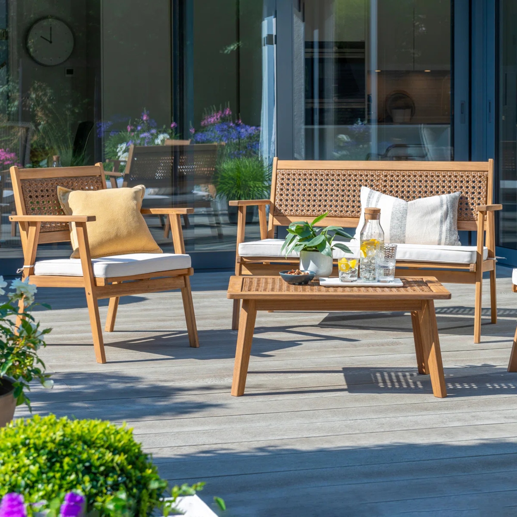 17 Stories Choncey Brent Lounge Set with Cushions on a patio