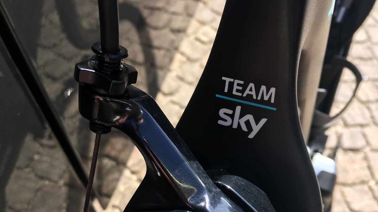 A Team Sky decal sits at the top of the seat stays