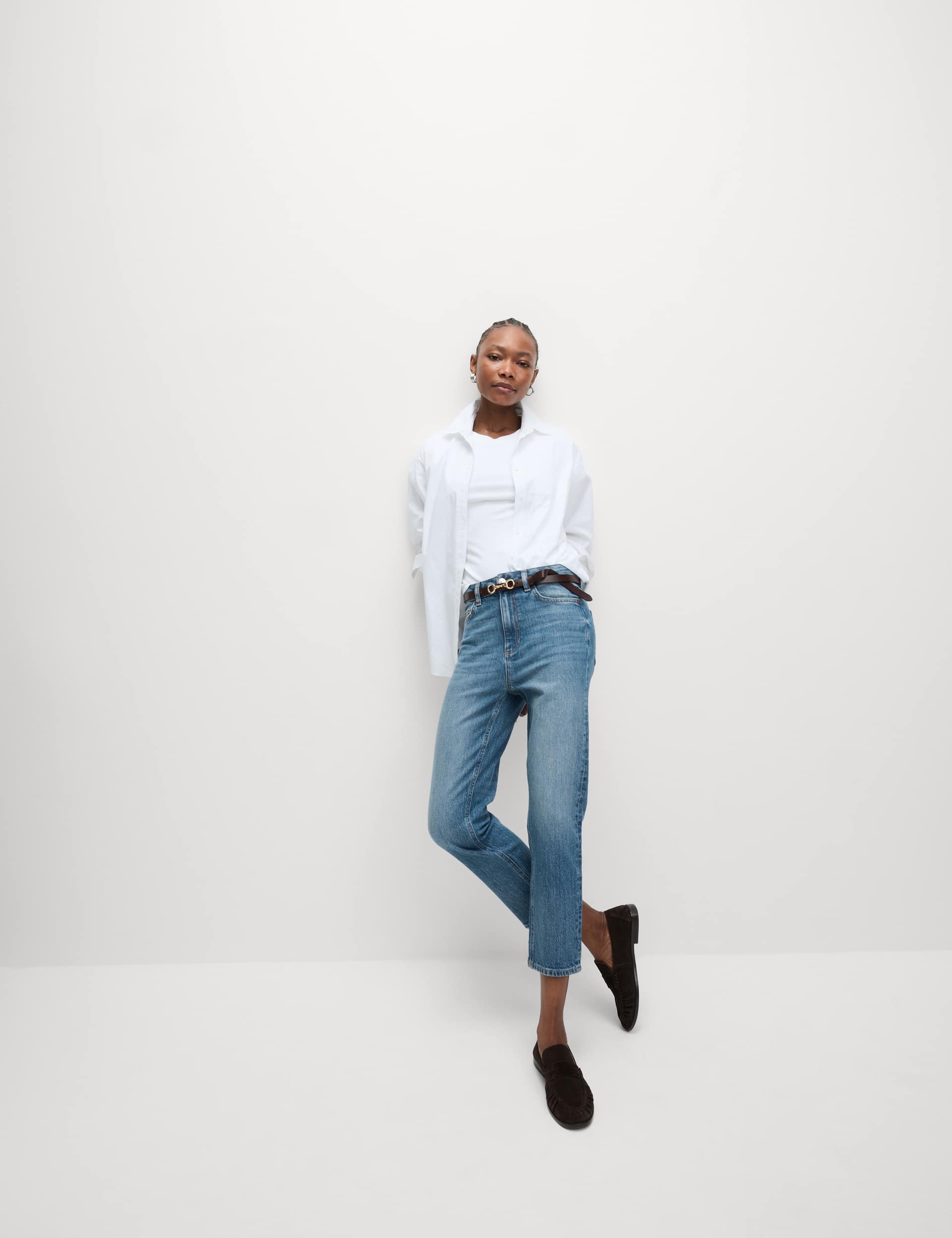 High Waisted Cropped Slim Fit Jeans
