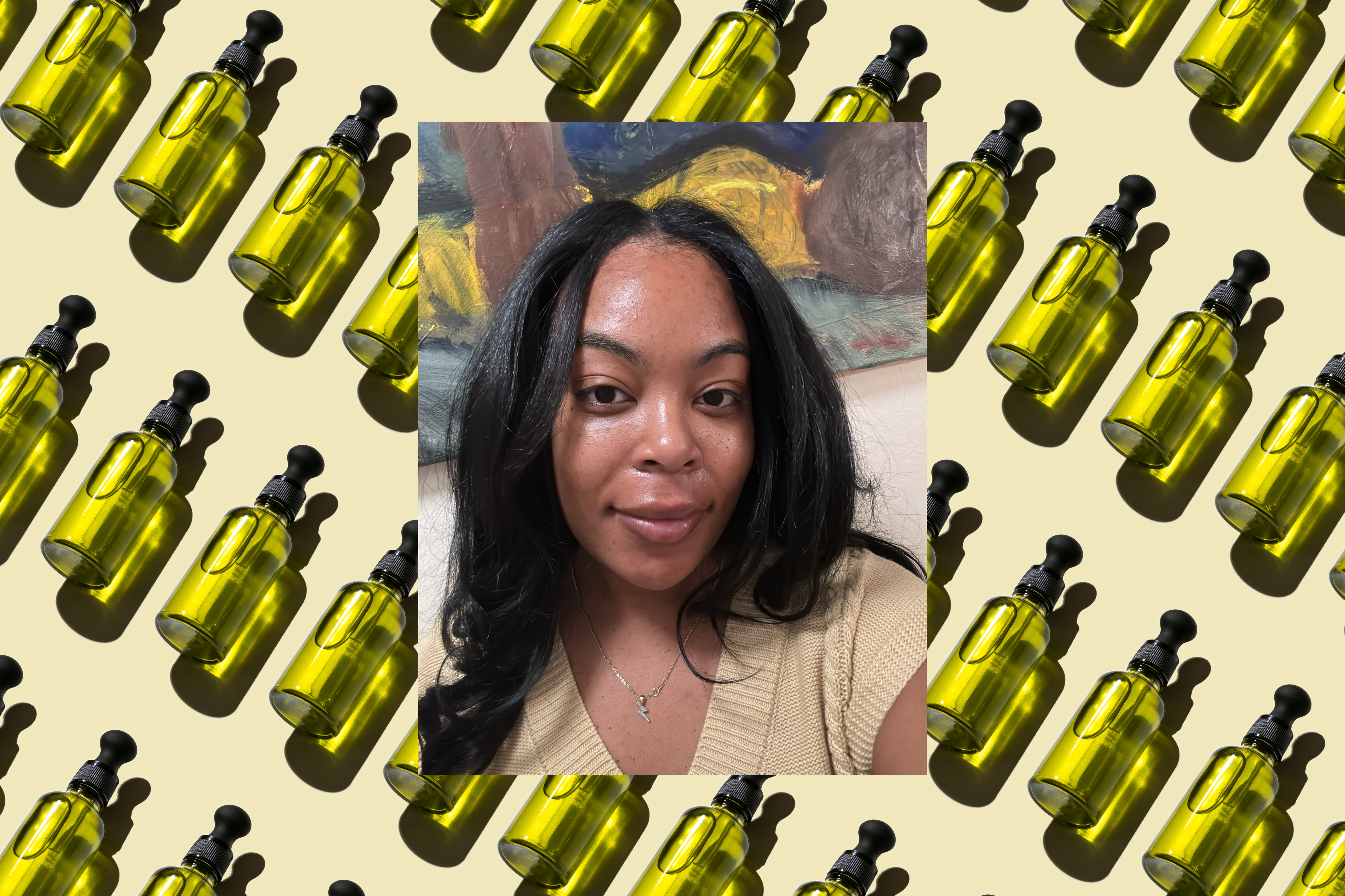 Ariel Baker on a green bottle background