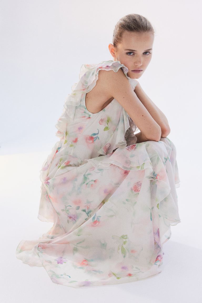 Flounced Chiffon Dress
