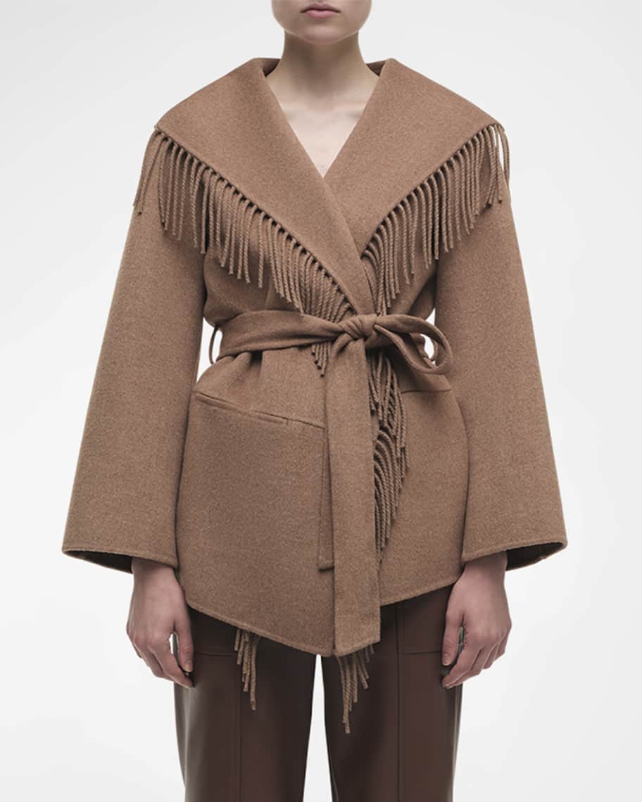 Rowen Fringe Belted Wool-Blend Jacket
