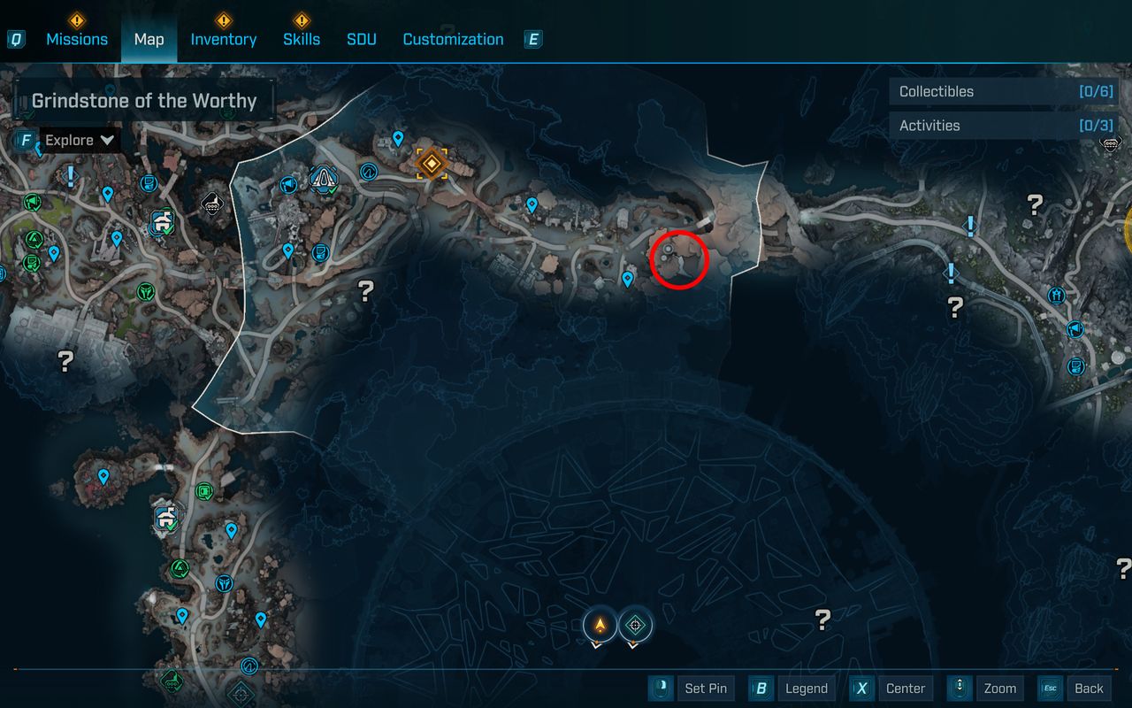 Borderlands 4 Rainbow Vomit location: A map with a red circle highlighting where you can fight Leader Willem, in the east of Carcadia.