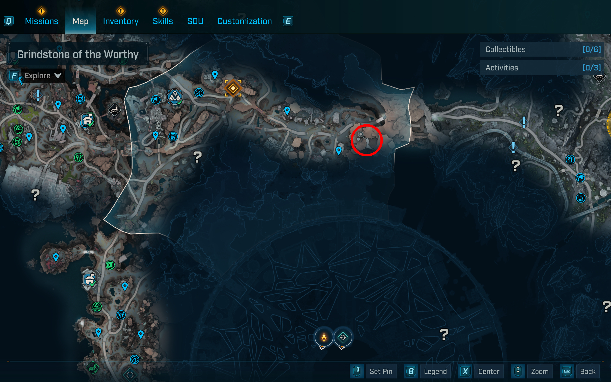 Borderlands 4 Rainbow Vomit location: A map with a red circle highlighting where you can fight Leader Willem, in the east of Carcadia.