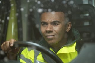 Teddy drives an ambulance in dangerous wintery conditions.