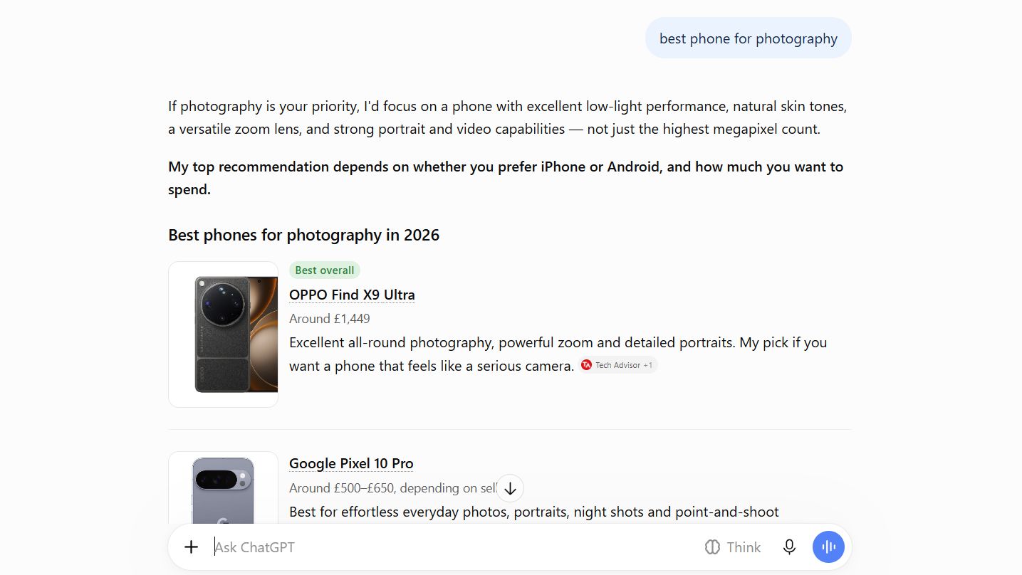 A screenshot of a search query on Google and ChatGPT