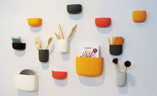 'Pocket' organiser by Simon Legald for Normann Copenhagen. Different sized pocket wall storage in different colours.