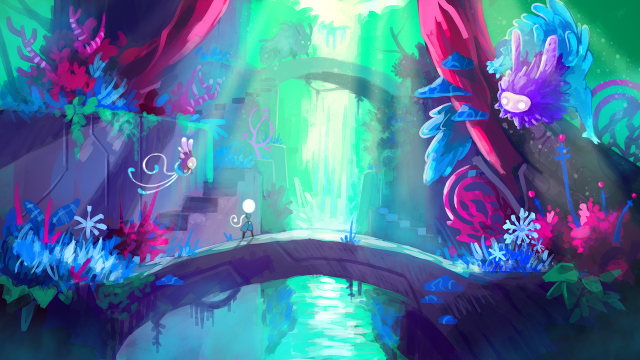 Painted concept art for indie game MIO: Memories in Orbit