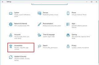 Accessibility category in Settings