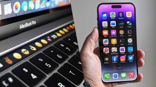 MacBook Touch bar and an iPhone 14 Pro