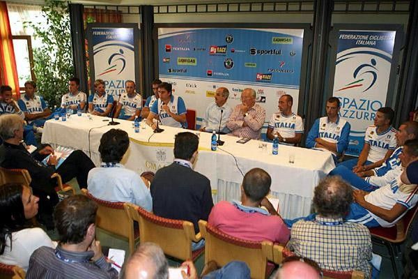 The Italian riders' press conference.