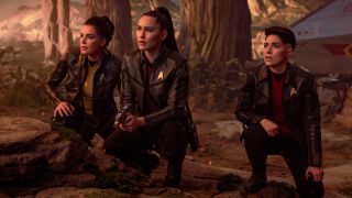 The women of the Enterprise are on an away mission. 