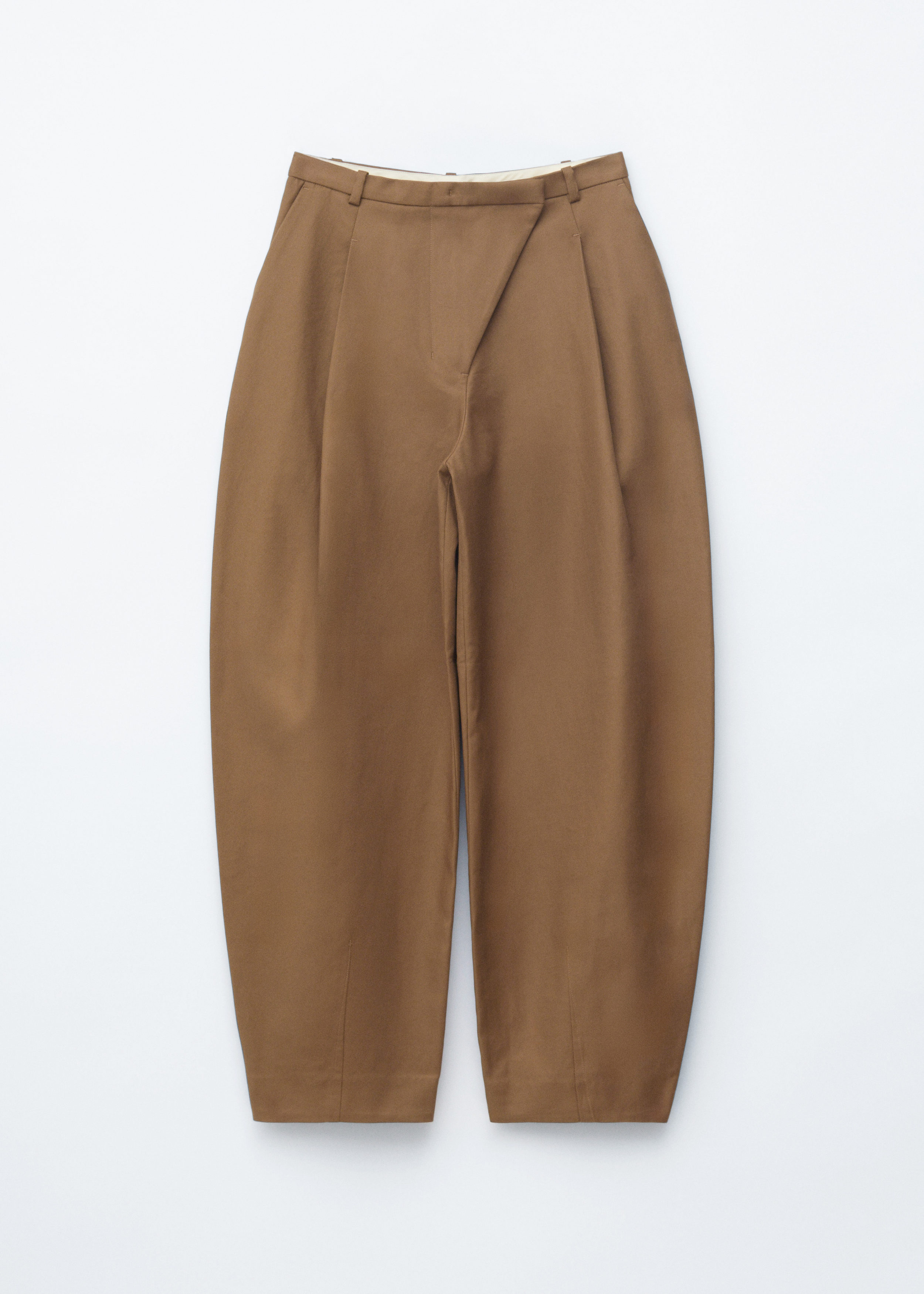Barrel-Leg Trousers - Brown