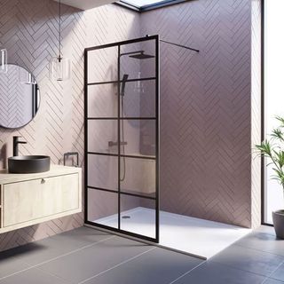 Diamond Grid Wet Room Shower Screen