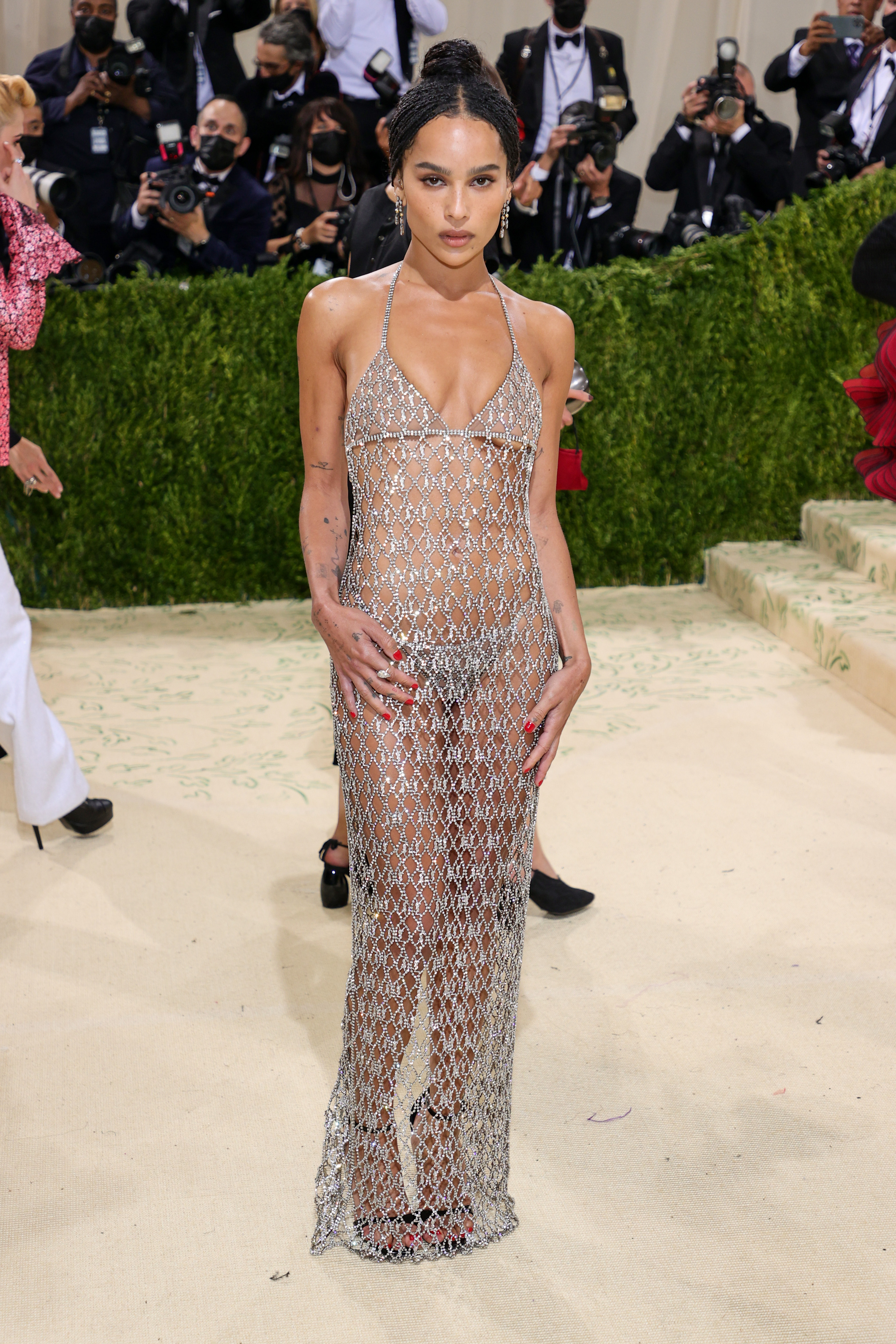 Zo&amp;euml; Kravitz wore a sheer naked dress at the Met Gala 2021