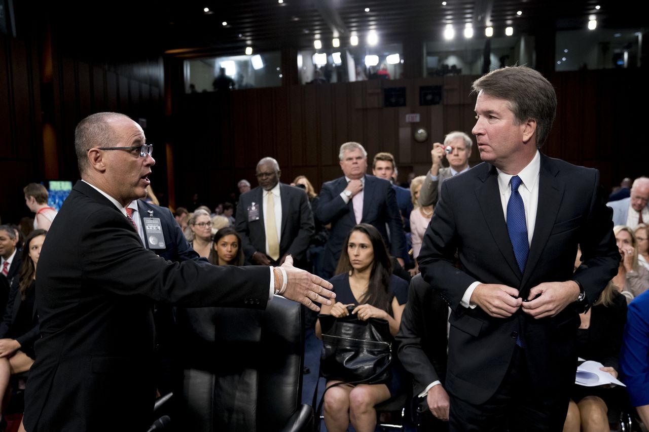 Fred Guttenberg reaches out to shake Brett Kavanaugh&amp;#039;s hand.