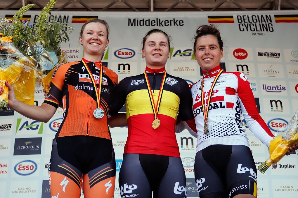 D'Hoore, Kopecky and Dom on the Belgian TT podium