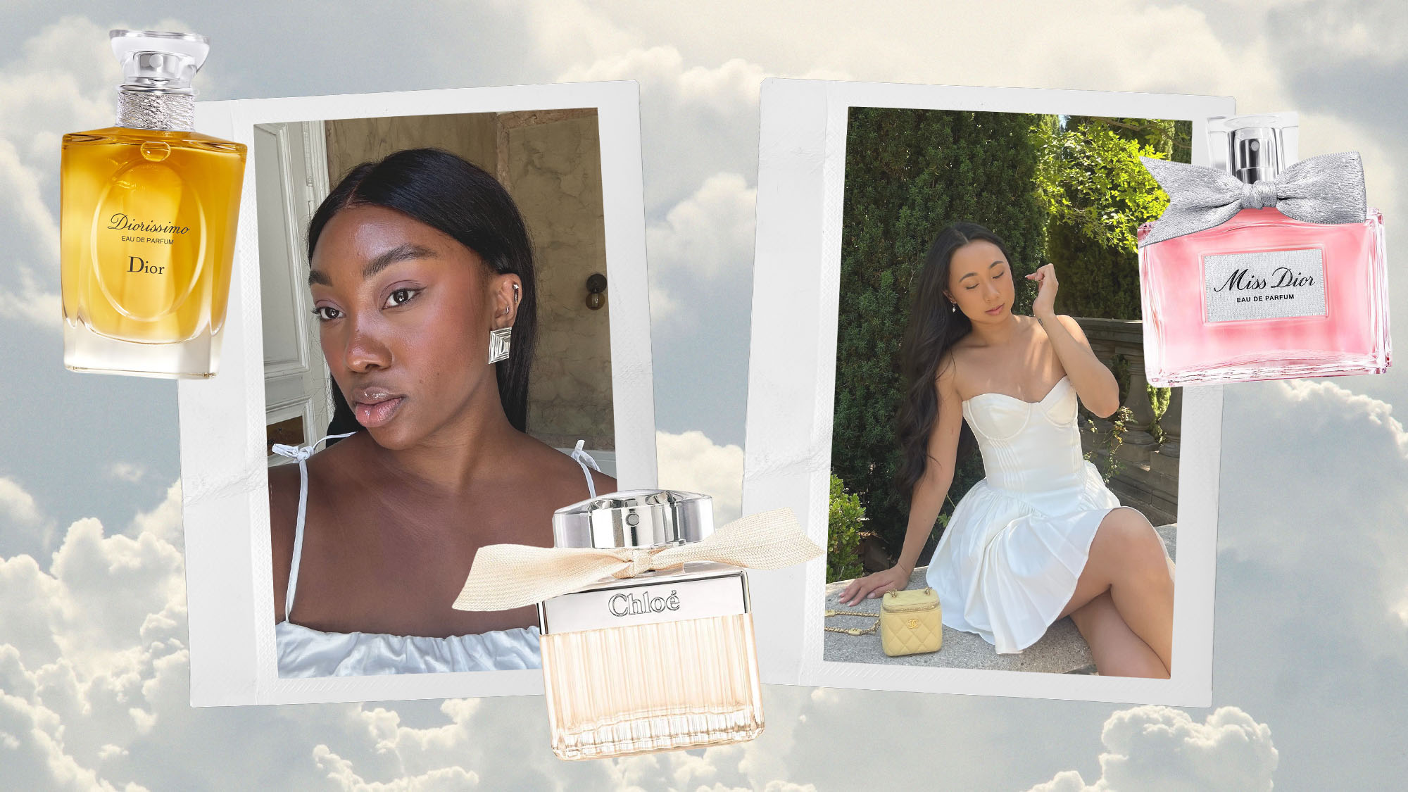 Lily of the valley perfume collage.