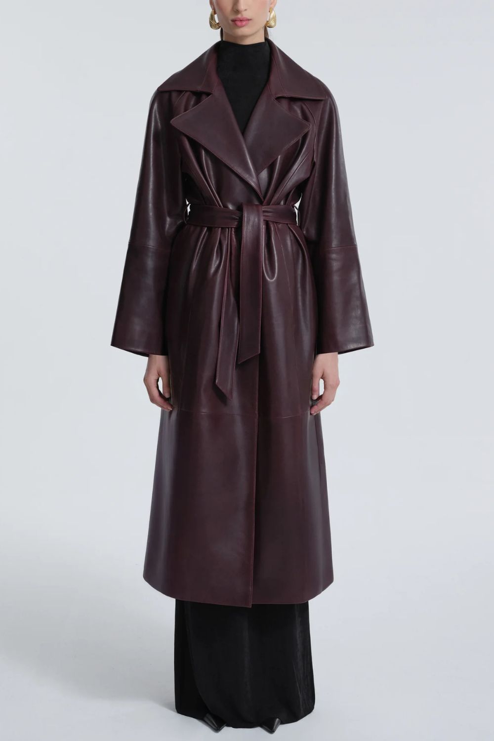 Nour Hammour althea Belted Leather Coat