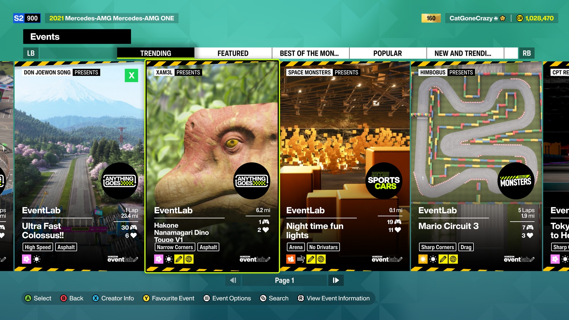 Selecting a track in Forza Horizon 6